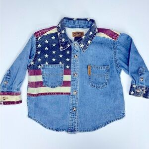 Limited Jeans Vintage Denim American Flag Button Down Size 6-12M
